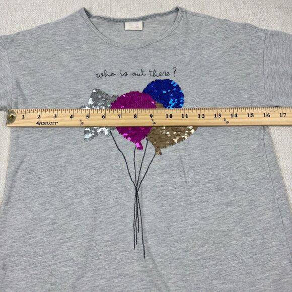 Zara Girls Flip Sequin Top Long Sleeve Gray Sequence Flipping Shirt Size 10 - Picture 7 of 10